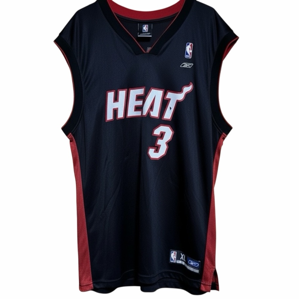 Reebok NBA Miami Heat #3 Dwyane Wade Black Basketball Jersey Size XL